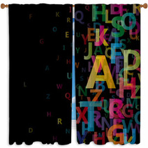 Abstract Alphabet On Black Background # Vector Window Curtains 40254058