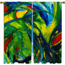 Abstract Art - Hand Painted Window Curtains 465590
