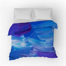 Abstract Art Oil Painting Background Violet Blue White Brush Strokes On Paper Multicolored Contemporary Artwork Bedding 308706278