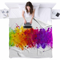 Abstract Artistic Watercolor Splash Background Blankets 66948097