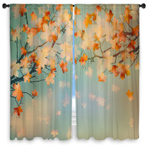 Abstract Autumn Yellow Leaves Background EPS 10 Window Curtains 65646926