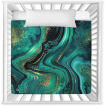 Abstract Background Fashion Fake Stone Texture Malachite Emerald Green Agate Or Marble Slab With Gold Glitter Veins Wavy Lines Painted Artificial Marbled Surface Artistic Marbling Illustration Nursery Decor 279023754