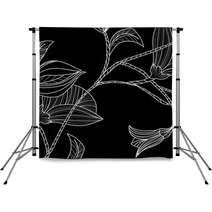 Abstract Background With Flowers In Black And White Style Backdrops 69306456