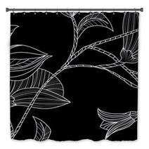 Abstract Background With Flowers In Black And White Style Bath Decor 69306456