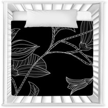 Abstract Background With Flowers In Black And White Style Nursery Decor 69306456