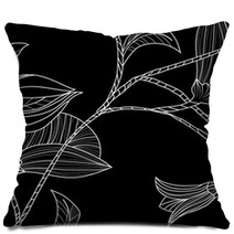 Abstract Background With Flowers In Black And White Style Pillows 69306456