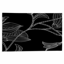 Abstract Background With Flowers In Black And White Style Rugs 69306456