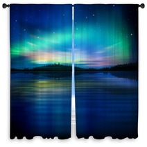 Abstract Background With Forest Lake And Sunrise Window Curtains 58172090
