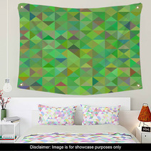 Abstract Background With Green Triangles. Raster Wall Art 70805692