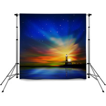 Abstract Background With Silhouette Of Lighthouse Backdrops 60015734