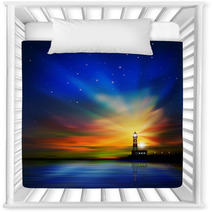 Abstract Background With Silhouette Of Lighthouse Nursery Decor 60015734