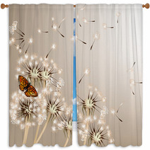 Abstract Background With Vector Dandelions Window Curtains 53186199