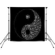 Abstract Background Yin Yang With Japanese Letters Backdrops 51273230