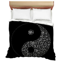 Abstract Background Yin Yang With Japanese Letters Bedding 51273230