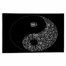 Abstract Background Yin Yang With Japanese Letters Rugs 51273230