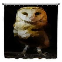 Abstract Barn Owl Polygonal Vector Illustration On Black Background Bath Decor 144605189