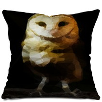 Abstract Barn Owl Polygonal Vector Illustration On Black Background Pillows 144605189