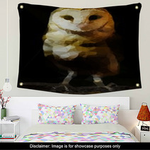 Abstract Barn Owl Polygonal Vector Illustration On Black Background Wall Art 144605189
