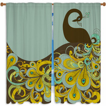 Abstract Beautiful Peacock Window Curtains 83931177