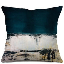 Abstract Blue Acrylic Painting On Canvas Pillows 186877074