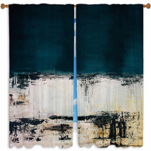 Abstract Blue Acrylic Painting On Canvas Window Curtains 186877074