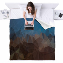 Abstract Blue And Brown Triangle Background, Vector Blankets 71350109