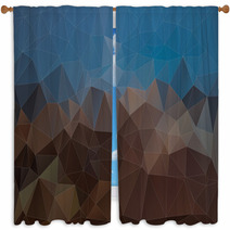 Abstract Blue And Brown Triangle Background, Vector Window Curtains 71350109