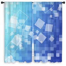 Abstract Blue Rectangle Background Window Curtains 15602426