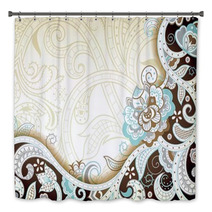 Abstract Brown Floral Scroll Bath Decor 65646671