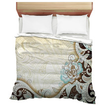 Abstract Brown Floral Scroll Bedding 65646671