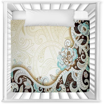 Abstract Brown Floral Scroll Nursery Decor 65646671