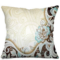 Abstract Brown Floral Scroll Pillows 65646671
