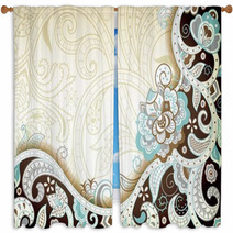 Abstract Brown Floral Scroll Window Curtains 65646671