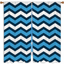 Abstract Chevron Seamless Pattern In Blue And White, Vector Window Curtains 51616262