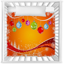 Abstract Christmas Background With Baubles, Vector Nursery Decor 5371424