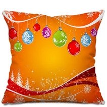 Abstract Christmas Background With Baubles, Vector Pillows 5371424