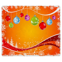 Abstract Christmas Background With Baubles, Vector Rugs 5371424