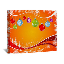 Abstract Christmas Background With Baubles, Vector Wall Art 5371424