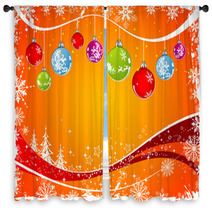 Abstract Christmas Background With Baubles, Vector Window Curtains 5371424