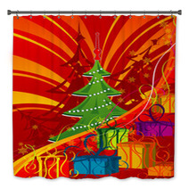 Abstract Christmas Background With Tree, Vector Illustration Bath Decor 4712176