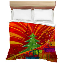Abstract Christmas Background With Tree, Vector Illustration Bedding 4712176