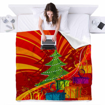 Abstract Christmas Background With Tree, Vector Illustration Blankets 4712176