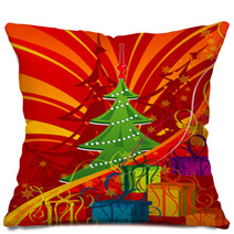 Abstract Christmas Background With Tree, Vector Illustration Pillows 4712176