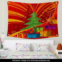 Abstract Christmas Background With Tree, Vector Illustration Wall Art 4712176