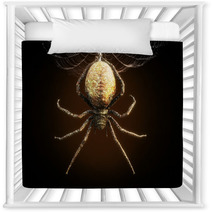 Abstract Closeup Of A Huge Spider Dangling From Its Web 3d Rendering Nursery Decor 196101526