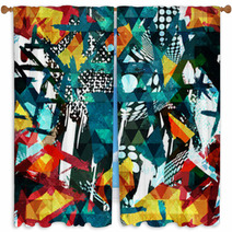 Abstract Color Pattern In Graffiti Style For Your Design Window Curtains 189124843
