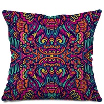 Abstract Colorful Festival Doodle Unique Ethnic Seamless Pattern Ornamental Pillows 266292758