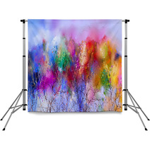 Abstract Colorful Oil Painting Landscape On Canvas Backdrops 214179384