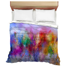 Abstract Colorful Oil Painting Landscape On Canvas Bedding 214179384