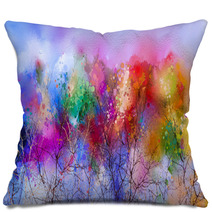 Abstract Colorful Oil Painting Landscape On Canvas Pillows 214179384